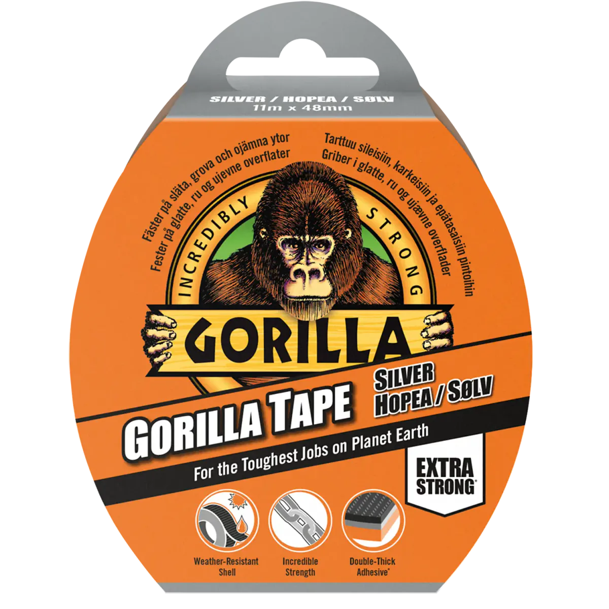 Gorilla Tape Sølv 11M